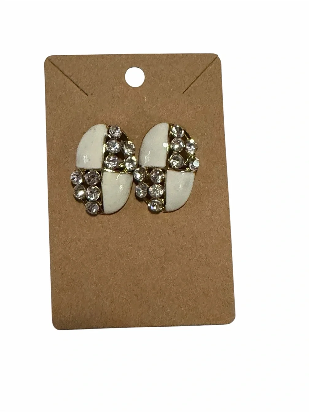 White Crystal Inlay Stud Earrings by